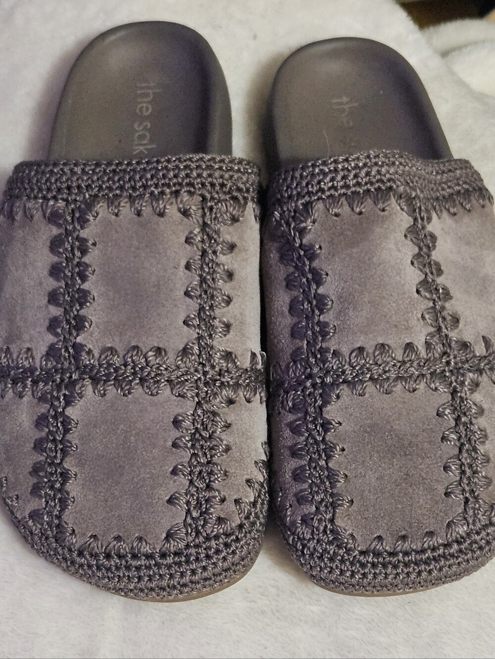 The Sak Bolinas Mushroom Suede Clogs Slip-On Mules with Crochet Stitching Size 8 - Picture 8 of 8